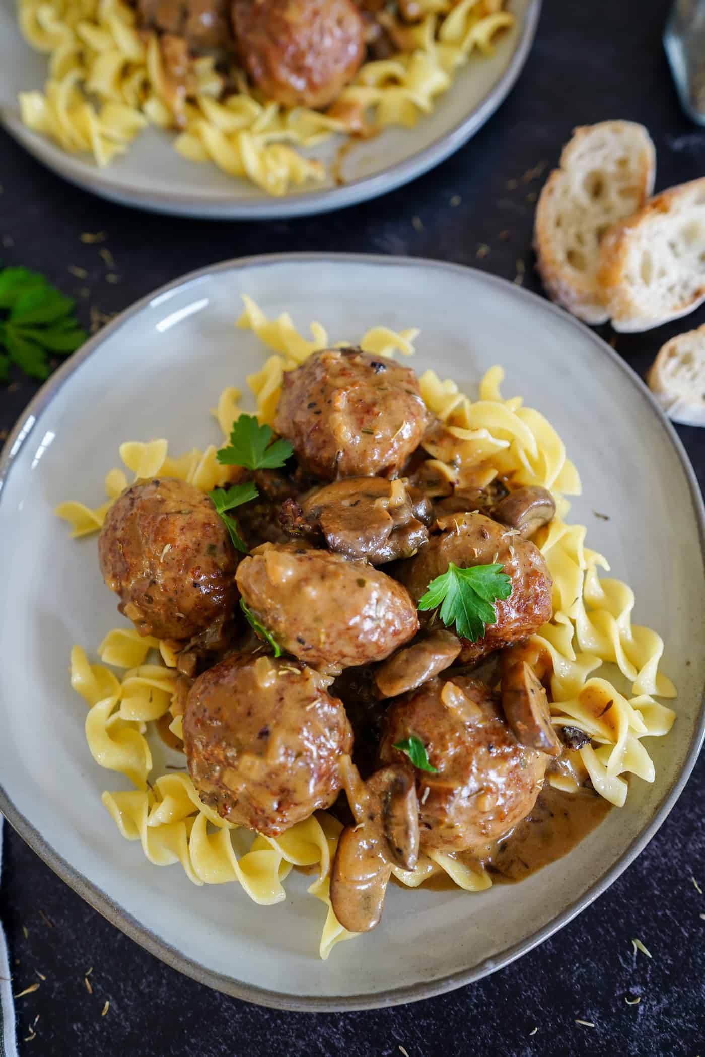 A Lily Love Affair shares a recipe for meatball stroganoff made with Italian meatballs, mushrooms over egg noodles