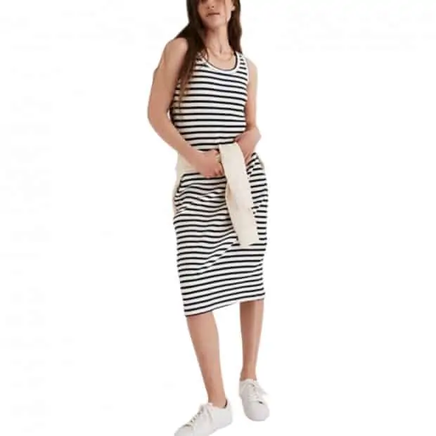 Ribbed Stripe Midi Dress