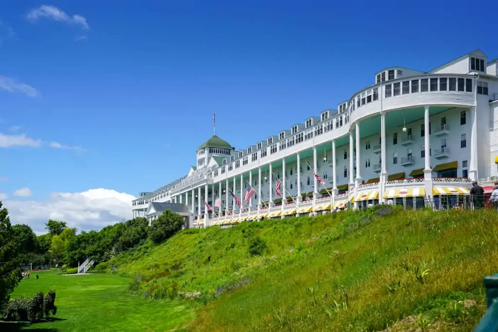 The Grand Hotel on Mackinac Island during the summer. 