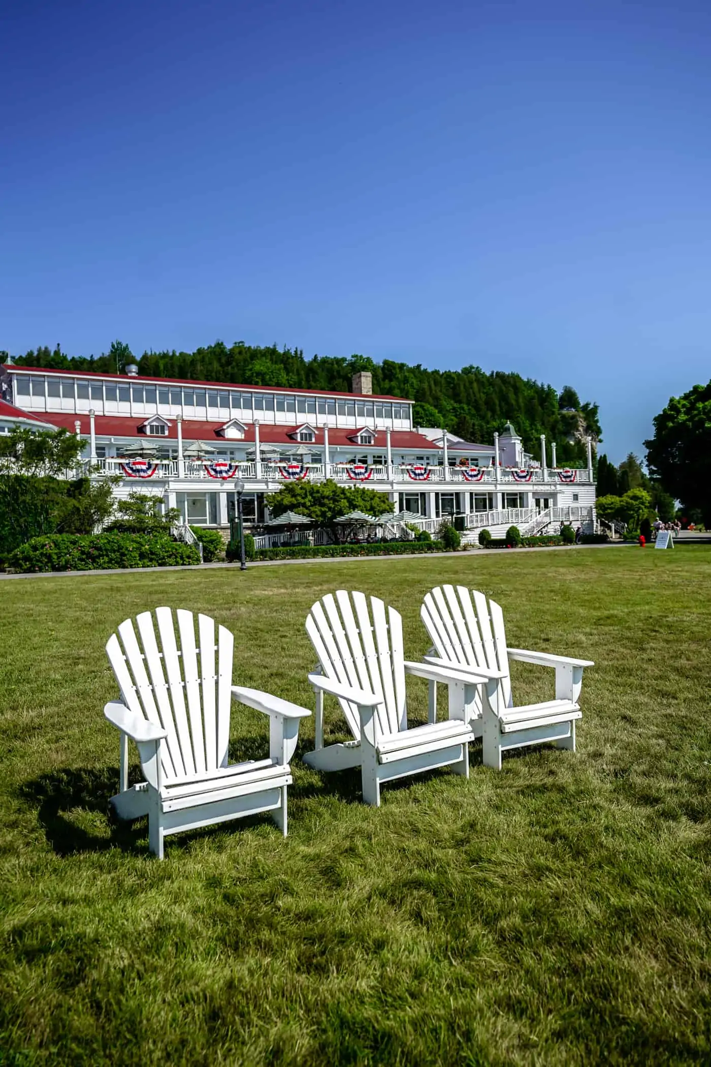 Front view of Mission Point Resort on Mackinac Island Michigan